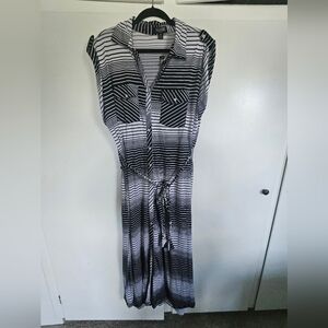 Plus Size Black and White Striped Maxi Dress